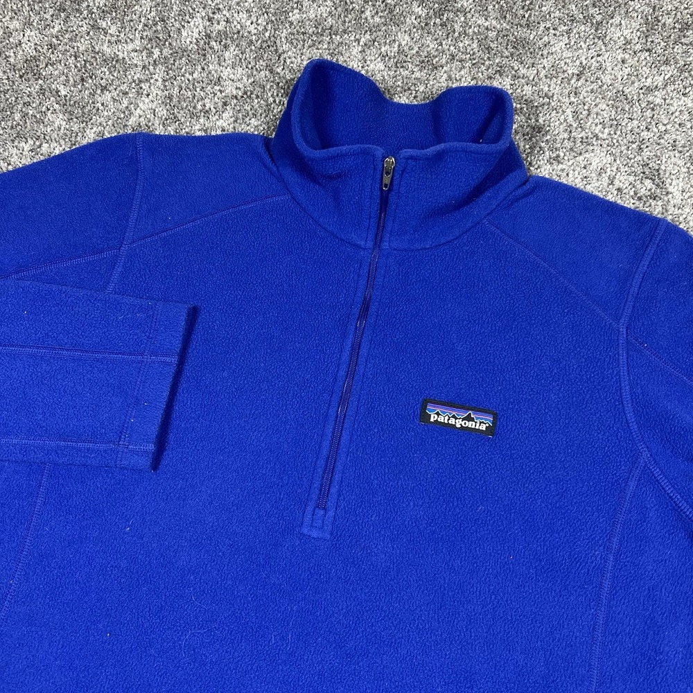 Patagonia Men's Medium Blue Royal 1/4 Quarter Zip Fleece Pullover Classic Logo